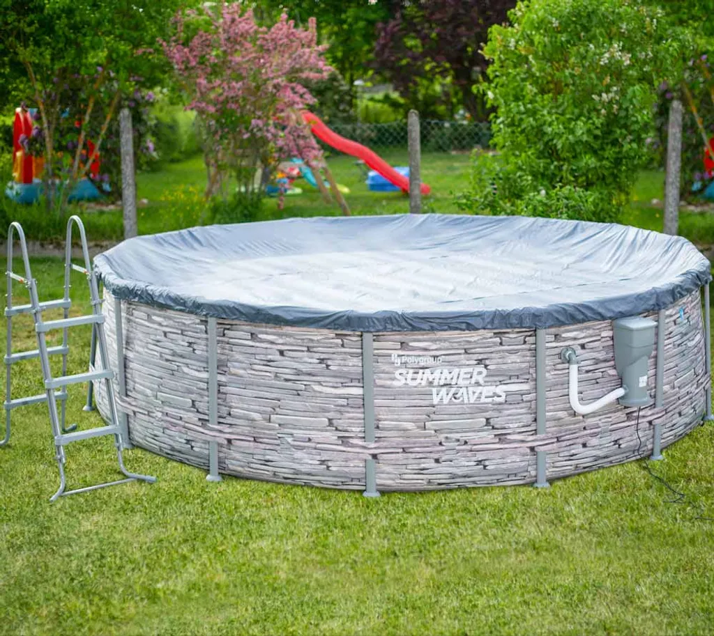 Summer Waves Stahlrahmen Aufstellpool Elite Frame Steinoptik Grau Rund Ø 427x107 Cm 5 Summer Waves Stahlrahmen Aufstellpool Elite Frame Steinoptik Grau Rund Ø 427x107 Cm – Bild 5