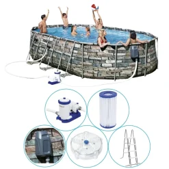 Bestway® Power Steel™ Comfort Jet Series™ Frame Pool-Set Mit Filterpumpe 610 X 366 X 122 Cm, Steinwand-Optik (Naturstein), Oval -Garten- & Gewächshäuser Geschäft b41bc0e386cf159feac534be01a531cc