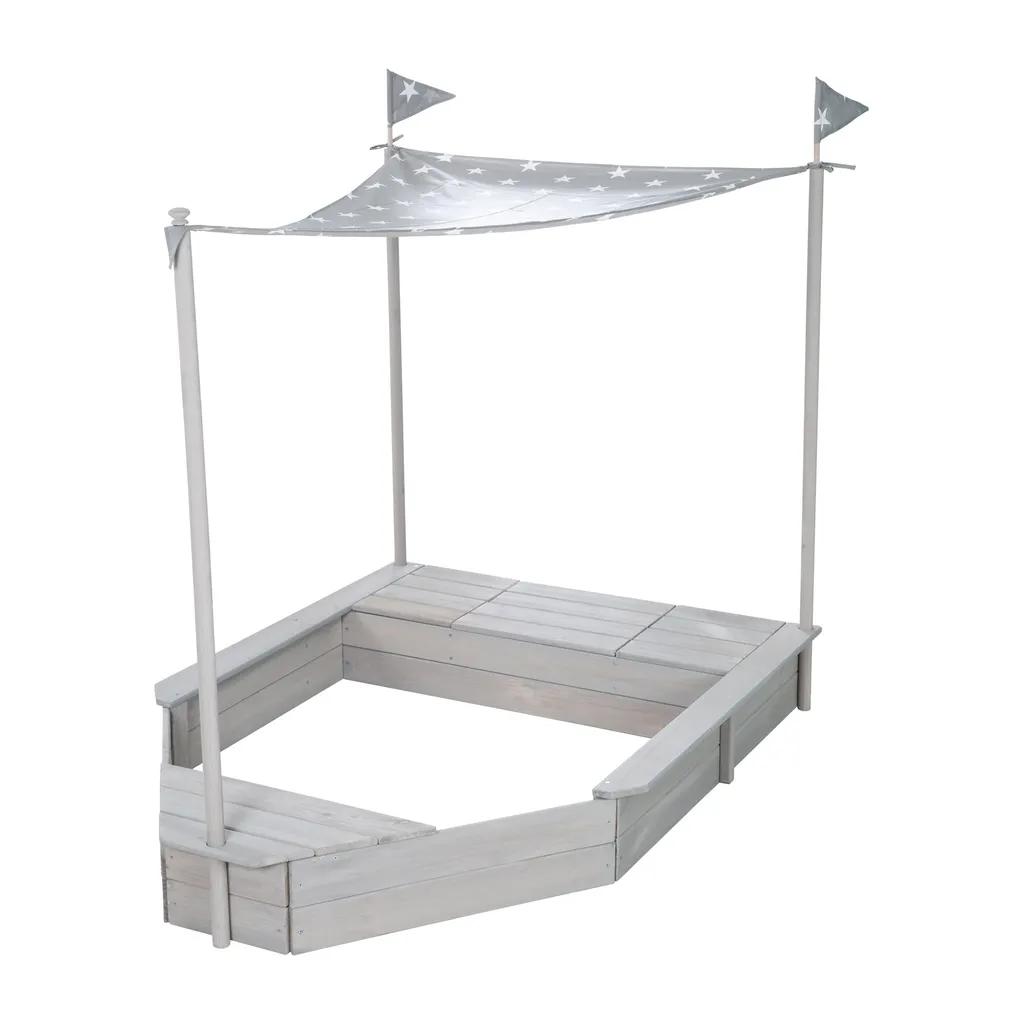 Roba Sandkasten-Schiff, Kinder-Outdoor-Sandkasten Aus Wetterfestem Massivholz, Inkl. Sonnendach 5 Roba Sandkasten-Schiff, Kinder-Outdoor-Sandkasten Aus Wetterfestem Massivholz, Inkl. Sonnendach – Bild 5