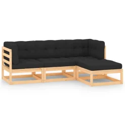 VidaXL 4-tlg. Garten-Lounge-Set Mit Kissen Kiefer Massivholz