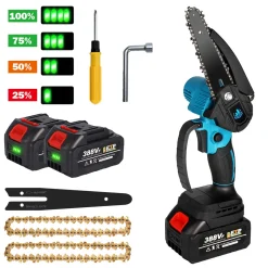 Yofidra 6 Zoll Elektrokettensägen Handkettensäge Mit 2 Akkus, 2 Gold Ketten Und Schwert