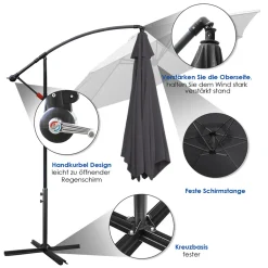 EINFEBEN 3.5m Sonnenschirm Sonnenschirme Gartenschirm Mit LED Solar Ampelschirm Pavillon Kurbelsonnenschirm Alu,Grau,3.5m 10 EINFEBEN 3.5m Sonnenschirm Sonnenschirme Gartenschirm Mit LED Solar Ampelschirm Pavillon Kurbelsonnenschirm Alu,Grau,3.5m -Garten- & Gewächshäuser Geschäft b48e9e45c18ad33aa7de0bffda39742a