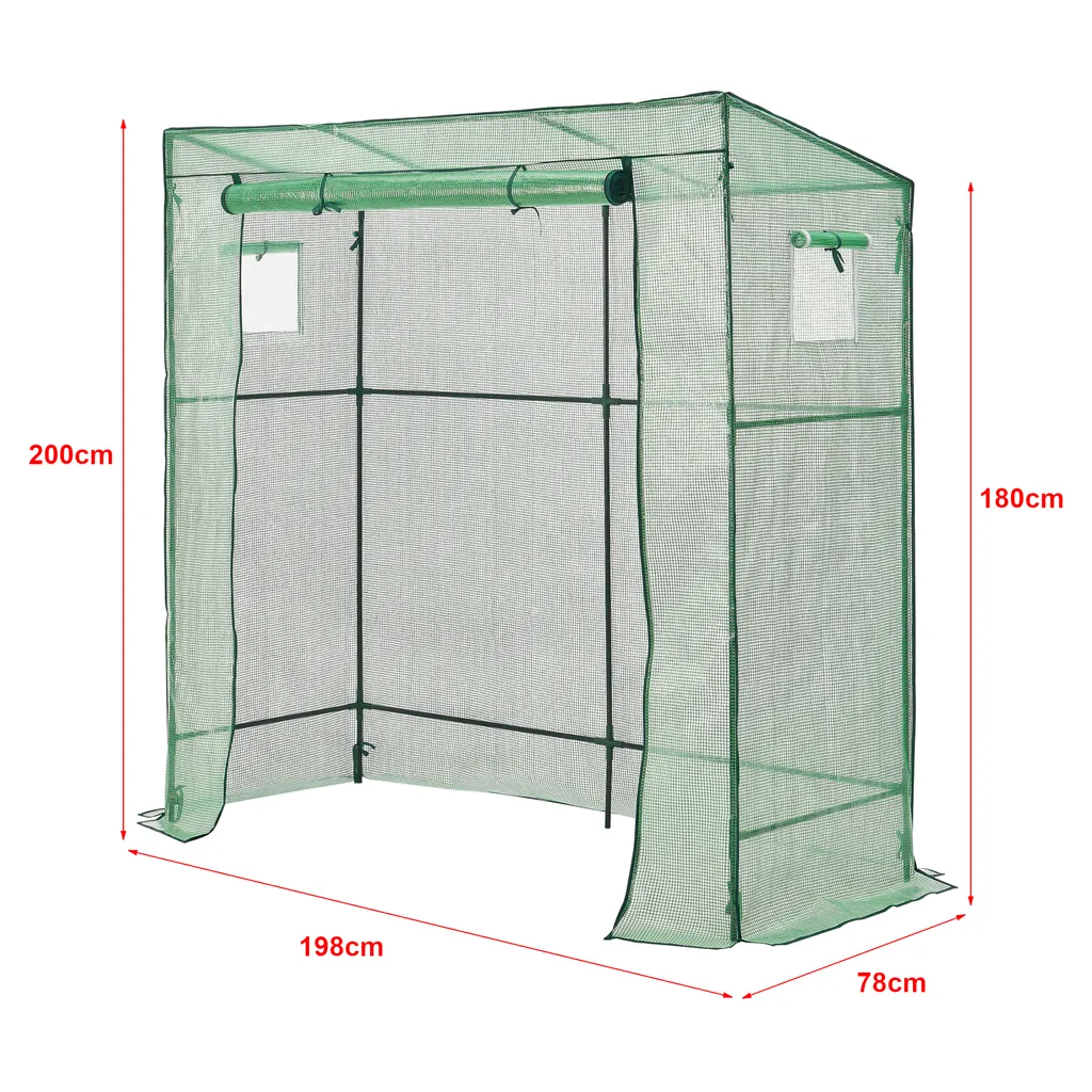 En.casa Gewächshaus Vlaardingen 198x78x200cm Mit Pultdach Foliengewächshaus Treibhaus Für Tomaten Stahlrahmen Grün 3 En.casa Gewächshaus Vlaardingen 198x78x200cm Mit Pultdach Foliengewächshaus Treibhaus Für Tomaten Stahlrahmen Grün – Bild 3
