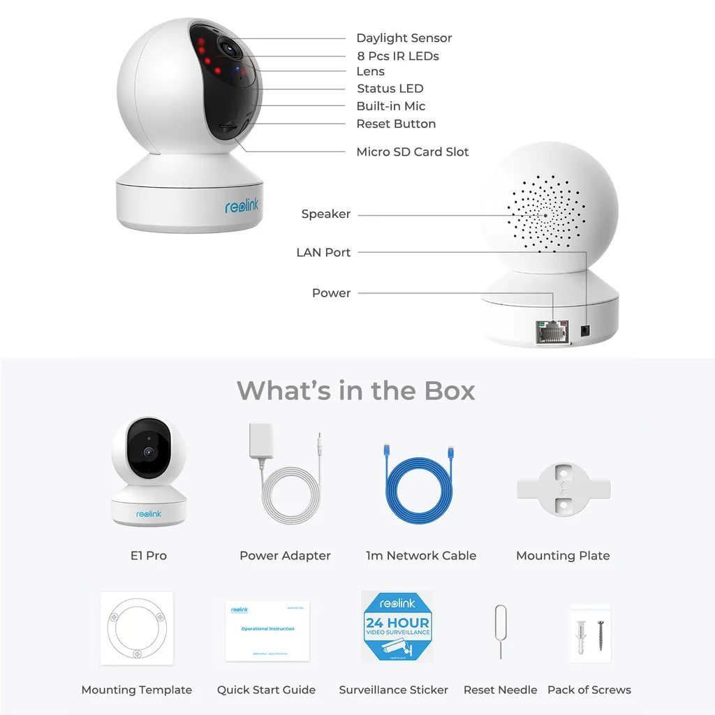 Reolink WLAN Überwachungskamera Innen 4MP, Schwenkbare IP-Kamera Indoor Mit Auto-Tracking, Personen-/Haustiererkennung, 2,4/5GHz WiFi, 2-Wege-Audio, IR-Nachtsicht, SD-Kartenslot, E1 Pro (Schwarz Und Weiß), 4 Stück 4 Reolink WLAN Überwachungskamera Innen 4MP, Schwenkbare IP-Kamera Indoor Mit Auto-Tracking, Personen-/Haustiererkennung, 2,4/5GHz WiFi, 2-Wege-Audio, IR-Nachtsicht, SD-Kartenslot, E1 Pro (Schwarz Und Weiß), 4 Stück – Bild 4