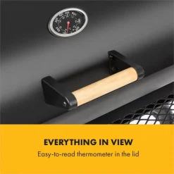 Klarstein Beef Brisket Smoker Grill | Holzkohlegrill/Smoker | Rostfreie Grillroste Aus Edelstahl | Thermometer Im Deckel | 2 Große Räder -Garten- & Gewächshäuser Geschäft b52ca5541e441fe26d9bb09daa44c1ec