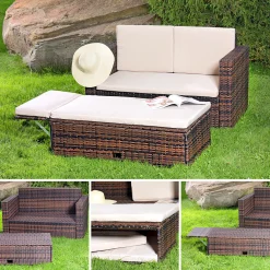 Mucola Polyrattan Gartensofa Lounge Sessel Braun Gartengarnitur Rattansofa Outdoor -Garten- & Gewächshäuser Geschäft b54a1e338000bc5b905dba04d74afd86