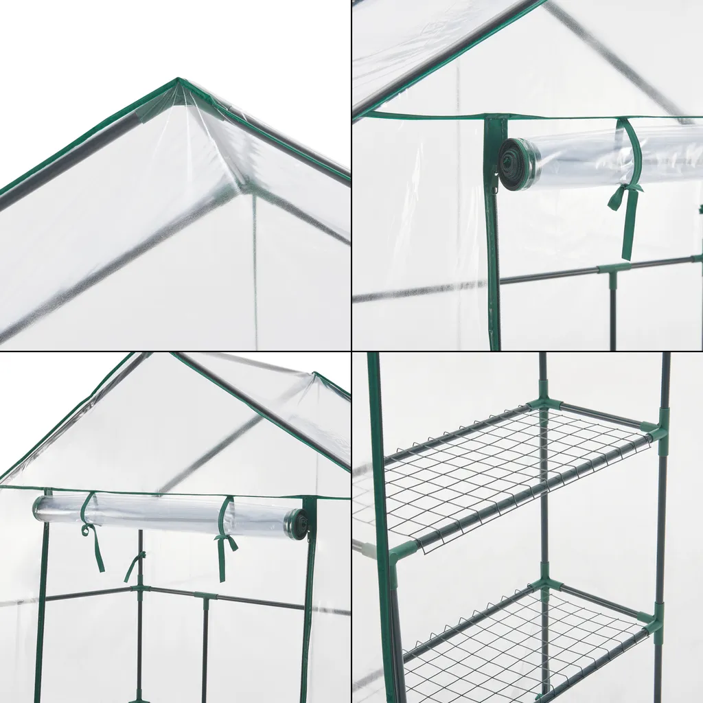 En.casa Gewächshaus Hoorn Mit Ablagen 140 X 73 X 195 Cm Foliengewächshaus Mit Reißverschluss Treibhaus Pflanzhaus Stahlrahmen Transparent 6 En.casa Gewächshaus Hoorn Mit Ablagen 140 X 73 X 195 Cm Foliengewächshaus Mit Reißverschluss Treibhaus Pflanzhaus Stahlrahmen Transparent – Bild 6