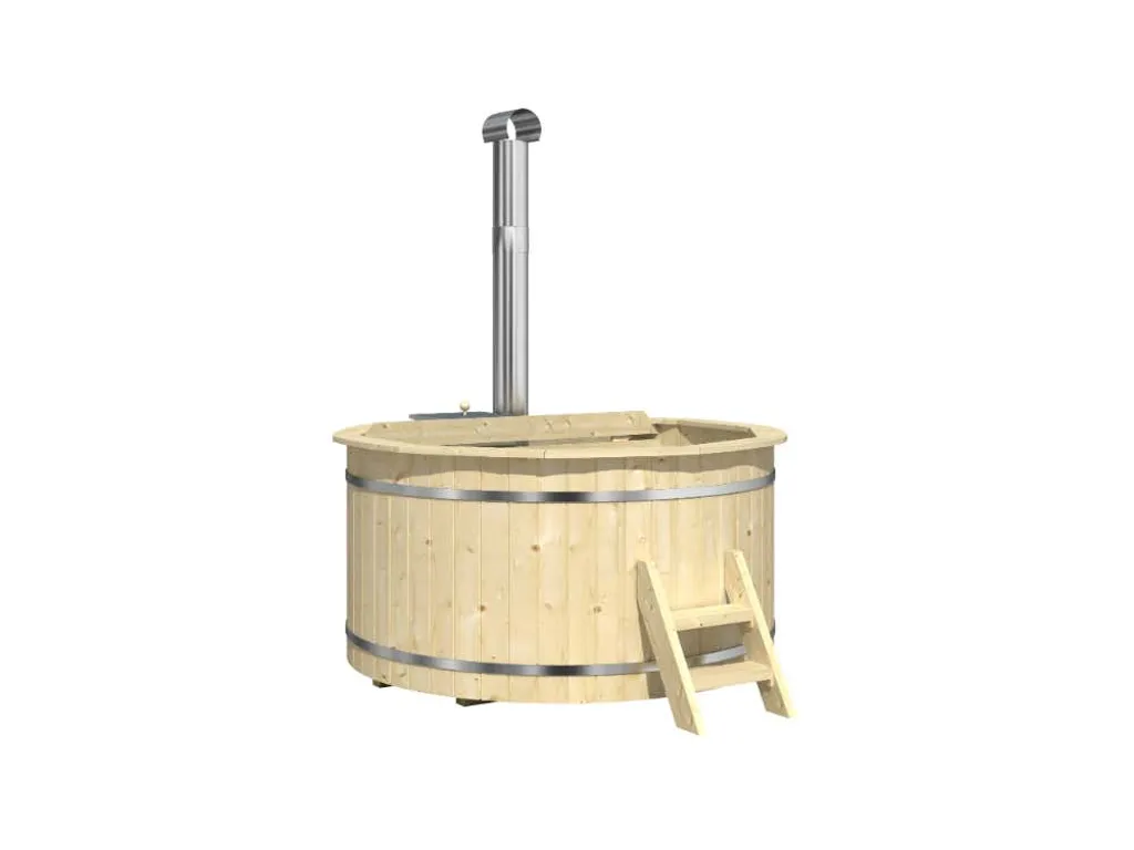 Finntherm Holz Badefass Bergen, Hot Tub Ø 180 X 101 Cm, Inkl. Edelstahl-Ofen 22 KW Und Einstiegsleiter, 5-6 Personen, Schwimmbecken, Badebottich, Jacuzzi 1 Finntherm Holz Badefass Bergen, Hot Tub Ø 180 X 101 Cm, Inkl. Edelstahl-Ofen 22 KW Und Einstiegsleiter, 5-6 Personen, Schwimmbecken, Badebottich, Jacuzzi