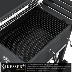 KESSER® Grill Grillwagen XXL Holzkohlegrill Mit Deckel, Rädern, Edelstahl-Griff, Grillrost Und Thermometer Holzkohle Kohlegrill Wagen Groß Kohle BBQ Barbeque Camping, Terrasse, Garten, Farbe:Grau -Garten- & Gewächshäuser Geschäft b5655ed52869d18b13d7b1f8c1c55478