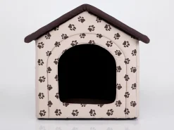HobbyDog Hundehütte Hundebett Tierbett Katzenbett - Standard - 60 X 60 X 55 Cm [Größe: R4] - Beige Mit Pfoten