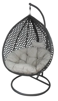 Dynamic24 Korb Hängesessel Mit Gestell Kissen Hängestuhl Lounge Hängekorb Schaukel Sessel