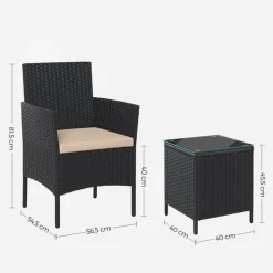 SONGMICS Balkonmöbel, Aus PE-Polyrattan, Lounge-Set, Tisch Und 2 Stühle, GGF003B01 -Garten- & Gewächshäuser Geschäft b6633454377b0751843a404f97dc6f82
