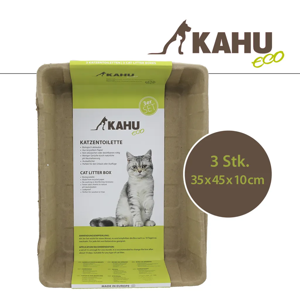 KAHU® ECO Katzentoilette - Aus 100% Recyceltem, Biologisch Abbaubarem Papier - Kompostierbar - 45 Cm X 35 Cm, Größe:3er Set 4 KAHU® ECO Katzentoilette - Aus 100% Recyceltem, Biologisch Abbaubarem Papier - Kompostierbar - 45 Cm X 35 Cm, Größe:3er Set – Bild 4