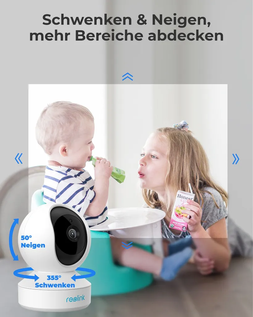 Reolink 4MP PT Indoor Überwachungskamera Innen, 355° Schwenk- / 50° Neigung, Automatische Verfolgung, 2,4Ghz Und 5Ghz WLAN IP Kamera, 2-Wege-Audio, Home Und Baby Monitor Mit Bewegungserkennung, Personen Und Haustiere Erkennen, E1 Pro 7 Reolink 4MP PT Indoor Überwachungskamera Innen, 355° Schwenk- / 50° Neigung, Automatische Verfolgung, 2,4Ghz Und 5Ghz WLAN IP Kamera, 2-Wege-Audio, Home Und Baby Monitor Mit Bewegungserkennung, Personen Und Haustiere Erkennen, E1 Pro – Bild 7