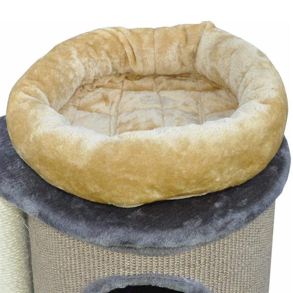 Nanook Kratztonne Grau / Beige - Liegemulde - Abnehmbares Katzenbett - 2 Kratzstämme 5 Nanook Kratztonne Grau / Beige - Liegemulde - Abnehmbares Katzenbett - 2 Kratzstämme – Bild 5