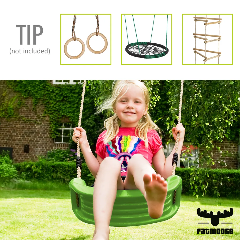 Wickey FATMOOSE Spielturm Klettergerüst JazzyJungle Mit Schaukel SurfSwing & Rutsche, Spielhaus Mit Sandkasten, Leiter & Spiel-Zubehör - Apfelgrün 7 Wickey FATMOOSE Spielturm Klettergerüst JazzyJungle Mit Schaukel SurfSwing & Rutsche, Spielhaus Mit Sandkasten, Leiter & Spiel-Zubehör - Apfelgrün – Bild 7