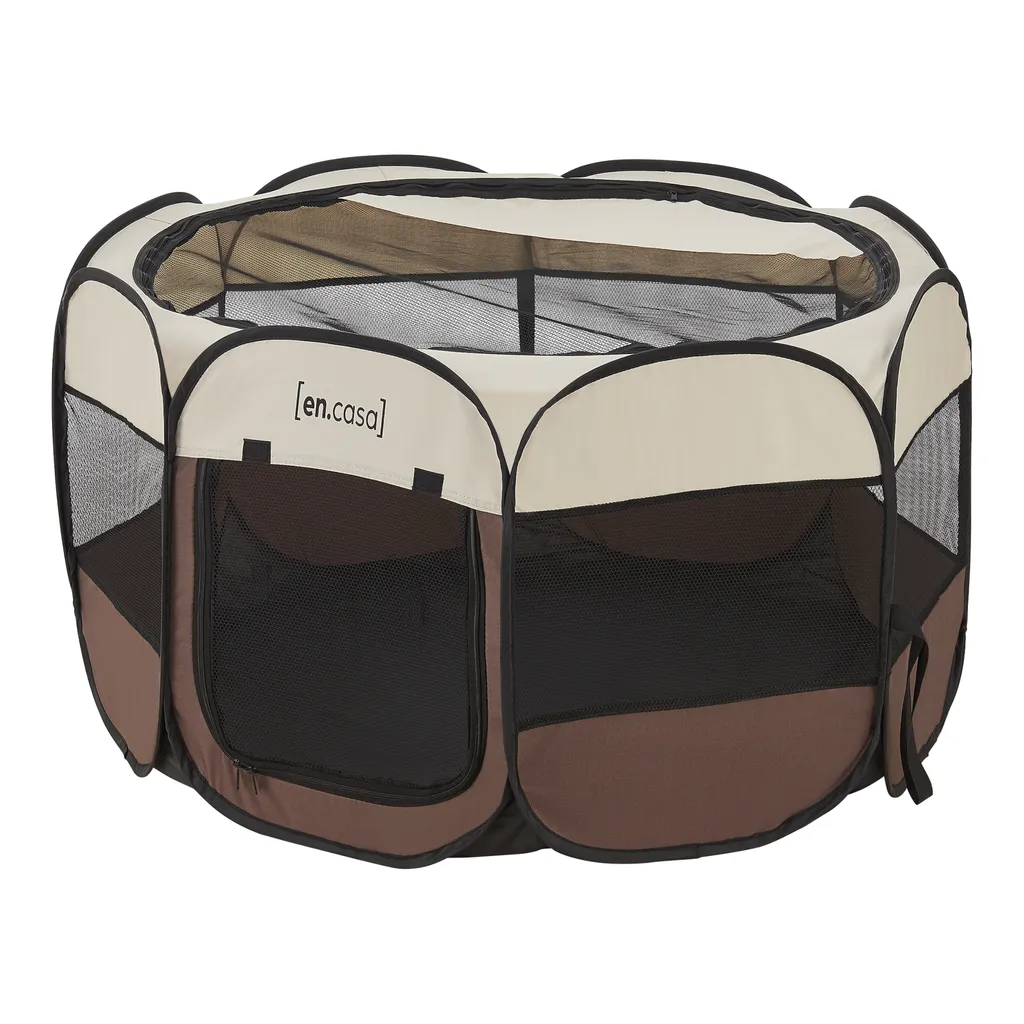 En.casa Hundelaufstall Telford 58 X 114 X 114 Cm Tierlaufstall Für Innen- Und Außenbereich Welpenlaufstall Hundehütte Braun / Cremefarben 1 En.casa Hundelaufstall Telford 58 X 114 X 114 Cm Tierlaufstall Für Innen- Und Außenbereich Welpenlaufstall Hundehütte Braun / Cremefarben