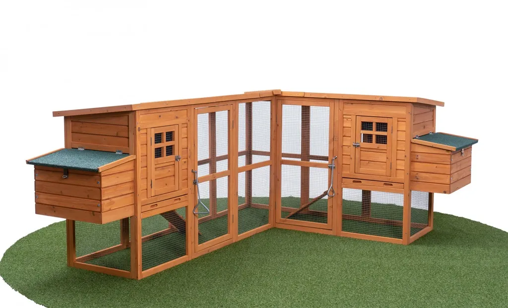 MyAnimal XXXL Hühnerstall MH-13 - Wetterfest & Winterfest - Hochwertiges Kiefernholz (Braun) - Für 8 Hühner - Nistkästen - Etagen Mit Rampen - Sitzstange - Türverriegelungen - Hühnerhaus L-Form 8 MyAnimal XXXL Hühnerstall MH-13 - Wetterfest & Winterfest - Hochwertiges Kiefernholz (Braun) - Für 8 Hühner - Nistkästen - Etagen Mit Rampen - Sitzstange - Türverriegelungen - Hühnerhaus L-Form – Bild 8