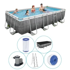 Bestway Power Steel™ Frame Pool Komplett-Set, Eckig, Mit Filterpumpe, Sicherheitsleiter & Abdeckplane 549 X 274 X 122 Cm, Schwimmbecken, Schwimmen, Pools -Garten- & Gewächshäuser Geschäft b7af3ce37586da6bc3e2472473efc206