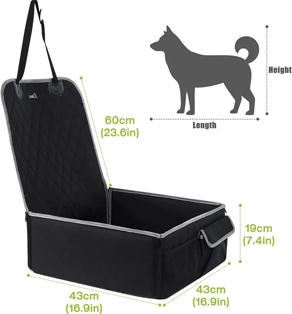 Pecute Hunde Autositz, Hundesitz Auto Für Kleine Bis Mittlere Hunde, Wasserabweisend Faltbar60 * 43 * 19 Cm (Schwarz) 7 Pecute Hunde Autositz, Hundesitz Auto Für Kleine Bis Mittlere Hunde, Wasserabweisend Faltbar60 * 43 * 19 Cm (Schwarz) – Bild 7