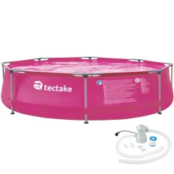 Tectake Swimming Pool Rund Mit Stahlrahmen Und Filterpumpe Ø 300 X 76 Cm - Pink