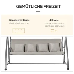 Outsunny 3-Sitzer Hollywoodschaukel Schaukelstuhl 2-in-1 Gartenliege Mit Sonnendach Winkeleinstellbar Stahl Polyester Outdoor Hellbraun 218 X 120 X 168 Cm 11 Outsunny 3-Sitzer Hollywoodschaukel Schaukelstuhl 2-in-1 Gartenliege Mit Sonnendach Winkeleinstellbar Stahl Polyester Outdoor Hellbraun 218 X 120 X 168 Cm -Garten- & Gewächshäuser Geschäft b83edc0b33fc69564f440a16d14fc606