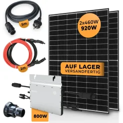 SUN GRUPPE 24 Balkonkraftwerk 920 Watt / 800 Watt Solaranlage - 2 X JA-Solar Solarmodule - Hoymiles HM-800 Wechselrichter