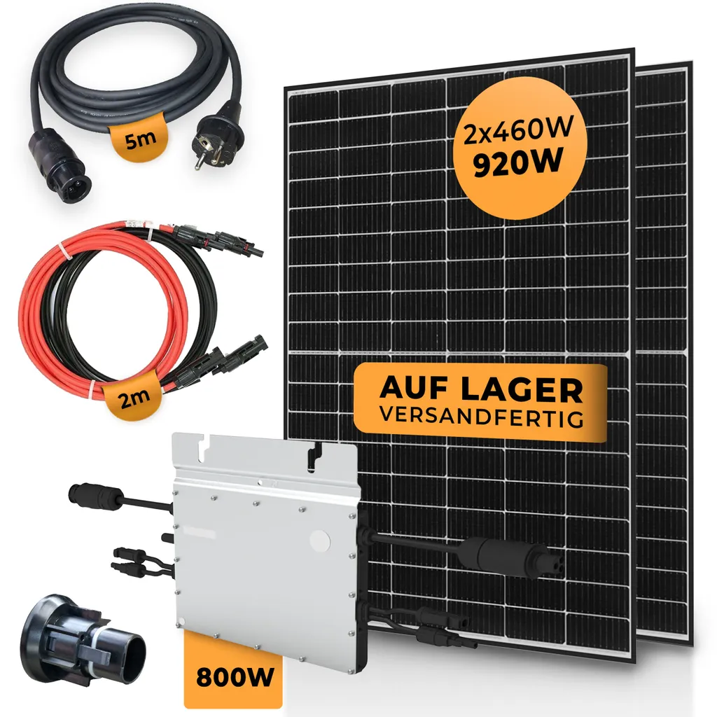 SUN GRUPPE 24 Balkonkraftwerk 920 Watt / 800 Watt Solaranlage - 2 X JA-Solar Solarmodule - Hoymiles HM-800 Wechselrichter 1 SUN GRUPPE 24 Balkonkraftwerk 920 Watt / 800 Watt Solaranlage - 2 X JA-Solar Solarmodule - Hoymiles HM-800 Wechselrichter