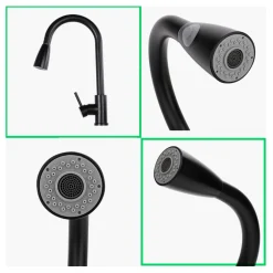 Besttowe 360° Drehung Ausziehbar Küchenarmatur Wasserhahn Spültisch Mischbatterie Schwarz