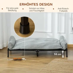 Pawhut Erhöhtes Hundebett Hundeliege Haustierbett Schlafplatz Hundesofa Hundebett Mit Kissen Im Innen- Und Außenbereich Netzstoff Schwarz+Hellgrau 120 X 80 X 30 Cm -Garten- & Gewächshäuser Geschäft b913af7989b50878a55b9c3ddcde61aa