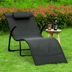 SoBuy OGS45-SCH Sonnenliege Klappbar Gartenliege Relaxstuhl Liegestuhl Mit Kopfkissen Klappliege Schwarz Belastbarkeit 150 Kg BHT Ca: 60x69x173cm -Garten- & Gewächshäuser Geschäft b91d9846ad52d9b855c27be53e626ac7