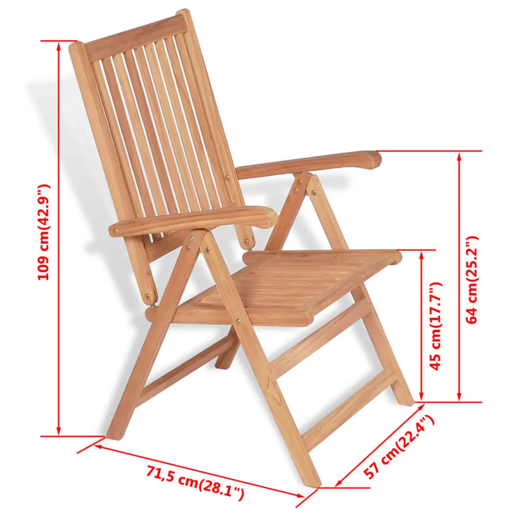 VidaXL Verstellbare Gartenstühle 2 Stk. Massivholz Teak 8 VidaXL Verstellbare Gartenstühle 2 Stk. Massivholz Teak – Bild 8