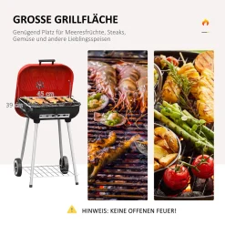Outsunny Holzkohlegrill Grillwagen Kugelgrill Auf Rollen Ablage Mit Deckel BBQ Metall Rot 46 X 52,5 X 76cm 15 Outsunny Holzkohlegrill Grillwagen Kugelgrill Auf Rollen Ablage Mit Deckel BBQ Metall Rot 46 X 52,5 X 76cm -Garten- & Gewächshäuser Geschäft b9246bef49af0d114d762e899abb75d6