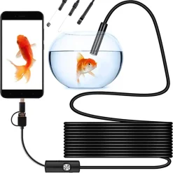 Endoskopkamera Mit IP67 6 LED Handy Endoskop Micro-USB Typ-C Wasserdichte HD Rohrkamera Halbsteife Kabel Inspektionskamera Haken Magnet Android Retoo