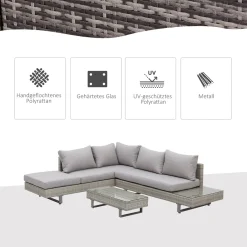 Outsunny 3-tlg. Luxus Polyrattan Gartengarnitur Gartenmöbel Garten-Set Sitzgruppe Loungeset Loungemöbel Inkl. Ablagen Und Beistelltisch Sitzkissen Grau 11 Outsunny 3-tlg. Luxus Polyrattan Gartengarnitur Gartenmöbel Garten-Set Sitzgruppe Loungeset Loungemöbel Inkl. Ablagen Und Beistelltisch Sitzkissen Grau -Garten- & Gewächshäuser Geschäft b937c53a71ce524162e7f515d27e6a06
