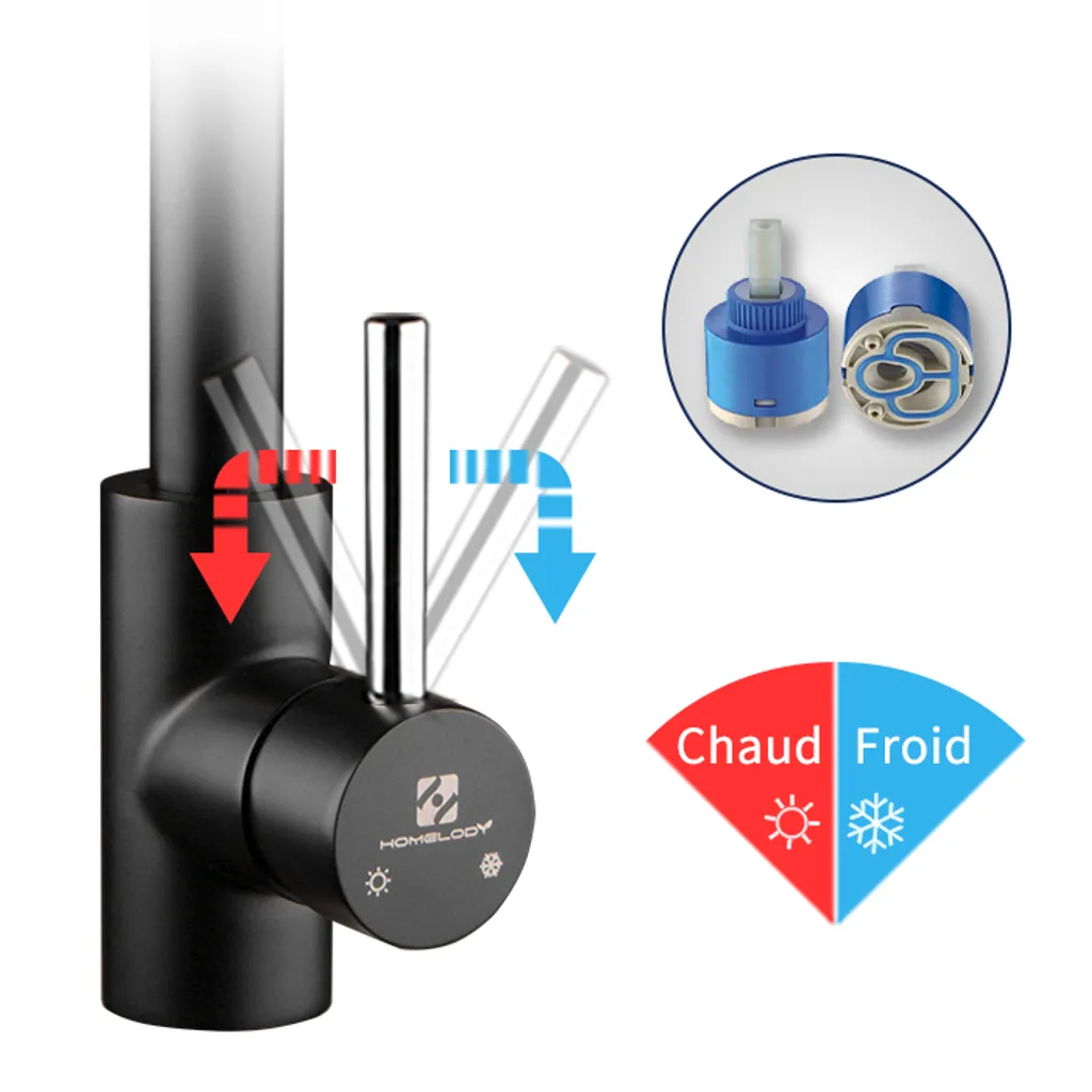 Homelody Küchenarmatur Schwarz Wasserhahn Küche 2 Strahlarten Spültischarmatur 360° Drehbar Einhebelmischer Hochdruck Spülbecken Armatur Mischbatterie Für Küchen, Schwarz 6 Homelody Küchenarmatur Schwarz Wasserhahn Küche 2 Strahlarten Spültischarmatur 360° Drehbar Einhebelmischer Hochdruck Spülbecken Armatur Mischbatterie Für Küchen, Schwarz – Bild 6