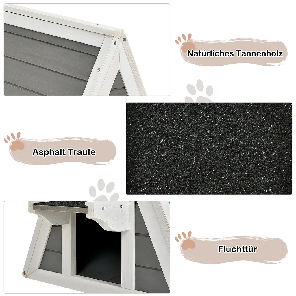 COSTWAY Hölzernes Katzenhaus Bis 20kg, Katzenhütte Holz, Katzenhöhle Outdoor Winterfest, Haustierhütte Wetterfest Für Draußen Und Drinnen 50x55x52cm 5 COSTWAY Hölzernes Katzenhaus Bis 20kg, Katzenhütte Holz, Katzenhöhle Outdoor Winterfest, Haustierhütte Wetterfest Für Draußen Und Drinnen 50x55x52cm – Bild 5