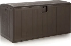 COSTWAY XXL Gartenbox Mit 400 Liter Kapazität, Wetterfest, Abschließbar, Auflagenbox Kissenbox Aufbewahrungsbox Für Gartengeräte, Poolzubehör & Kissen, 127,5 X 61,5 X 64 Cm