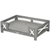 Pawhut Haustiersofa Hundematte Katzensofa Hundecouch Hundebett Mit Kissen Indoor Modernes Sofa Für Kleine Und Mittelgroße Hundesofa Weich Gepolstert Waschbarer Bezug Kiefernholz Grau 80 X 55 X 23 Cm