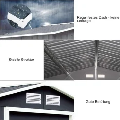GOPLUS Gerätehaus 213x127x185cm, Geraetehaus Metall, Schuppen Gartenhaus Geraeteschuppen Inkl. Metallfundament Aus Stahl, Grau -Garten- & Gewächshäuser Geschäft b9aab0ae2b179d99cdecbdf5e3234ca2