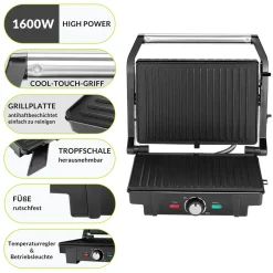 Monzana Kontaktgrill XL 180°C Klappbar Antihaftbeschichtung Edelstahl Temperaturkontrolle 1600W Tischgrill Sandwich Maker -Garten- & Gewächshäuser Geschäft b9b00ee3d25581440bd879c4f49b1e8c