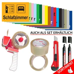 PRICARO Umzugsaufkleber "Vorsicht Glas" Rot, A6, 15 Stück