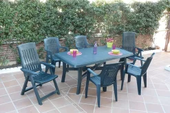 Dmora Rechteckiger Gartentisch, Italy, 180x100x72 Cm, Farbe Grün