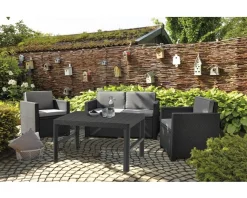 Loungeset Keter Victoria Polyrattan Optik 4-Sitzer 4-teilig Grau Inkl. Polster -Garten- & Gewächshäuser Geschäft b9f75a3aea288b3303659822dd0cbe19