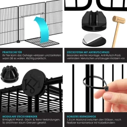 KESSER® Freigehege Gittergehege Für Kaninchen Aus Metallgitter XXL Inkl. Tür Kleintiergehege Meerschweinchen Gehege Freilauf, Kleintierkäfig Laufgitter Hasenstall Für Innen - Draußen , Farbe:Schwarz, Größe:Einzeln 12 KESSER® Freigehege Gittergehege Für Kaninchen Aus Metallgitter XXL Inkl. Tür Kleintiergehege Meerschweinchen Gehege Freilauf, Kleintierkäfig Laufgitter Hasenstall Für Innen - Draußen , Farbe:Schwarz, Größe:Einzeln -Garten- & Gewächshäuser Geschäft ba09493f5cfc8318aedafcb2f0bcf476