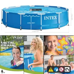 INTEX Frame Pool - Set Rondo Ø 366 X 76 Cm, Farbe: Blau; 128212NP -Garten- & Gewächshäuser Geschäft ba50fe39330123c4081d487340d9d4f0