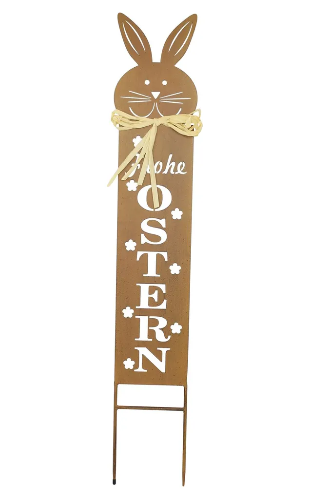 Frank-Flechtwaren Gartenstecker 'Osterhase' Metalldeko Hase Frohe Ostern Ausstanzung, Stecker Rost 1 Frank-Flechtwaren Gartenstecker 'Osterhase' Metalldeko Hase Frohe Ostern Ausstanzung, Stecker Rost