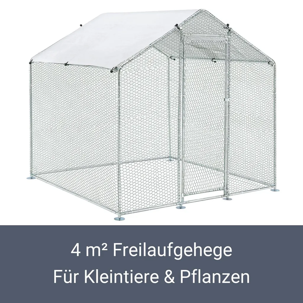 Juskys Freilaufgehege 2x2x2m – Hühnerstall Aus Metall Begehbar Mit 4 M² Lauffläche, Tür & Riegel – Freigehege Für Hühner, Kleintiere & Pflanzen 3 Juskys Freilaufgehege 2x2x2m – Hühnerstall Aus Metall Begehbar Mit 4 M² Lauffläche, Tür & Riegel – Freigehege Für Hühner, Kleintiere & Pflanzen – Bild 3