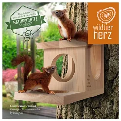 Wildtierherz Eichhörnchen Futterhaus Spielhaus Aus Massivholz, 100% Wetterfest -Garten- & Gewächshäuser Geschäft bb187f06e230bca3cedd23a1a7ccbaac