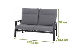 SIENA GARDEN Valencia Loungebank, Dunkelgrau, Pulverbesch. Aluminum/Textil 2x1, Ca.82x152x99cm, Inkl. Kissen -Garten- & Gewächshäuser Geschäft bb240a0bc9c6c3d635322233fe937c68